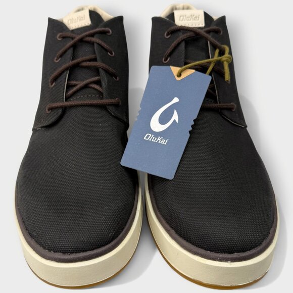 OluKai Papaku Chukka Boots Men 10.5 Dark Wood Canvas Leather Waterproof - Picture 4 of 14